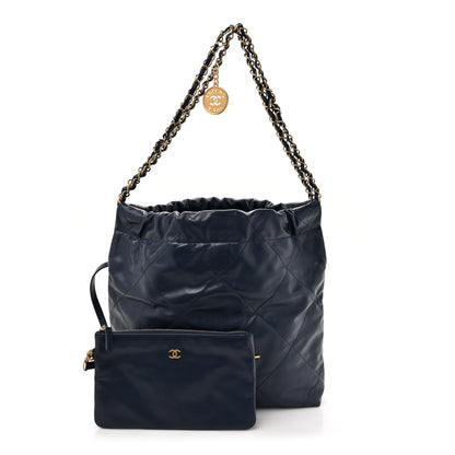 Chanel Shiny Calfskin Quilted Small Chanel 22 Navy 3 of 11