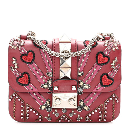 Valentino Garavani Vitello Crystal Loveblade Embellished Mini Glam Lock Rockstud Flap Rubino 1 of 14