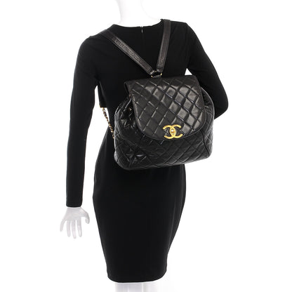 Chanel Lambskin Quilted Drawstring Backpack Black 2 of 7
