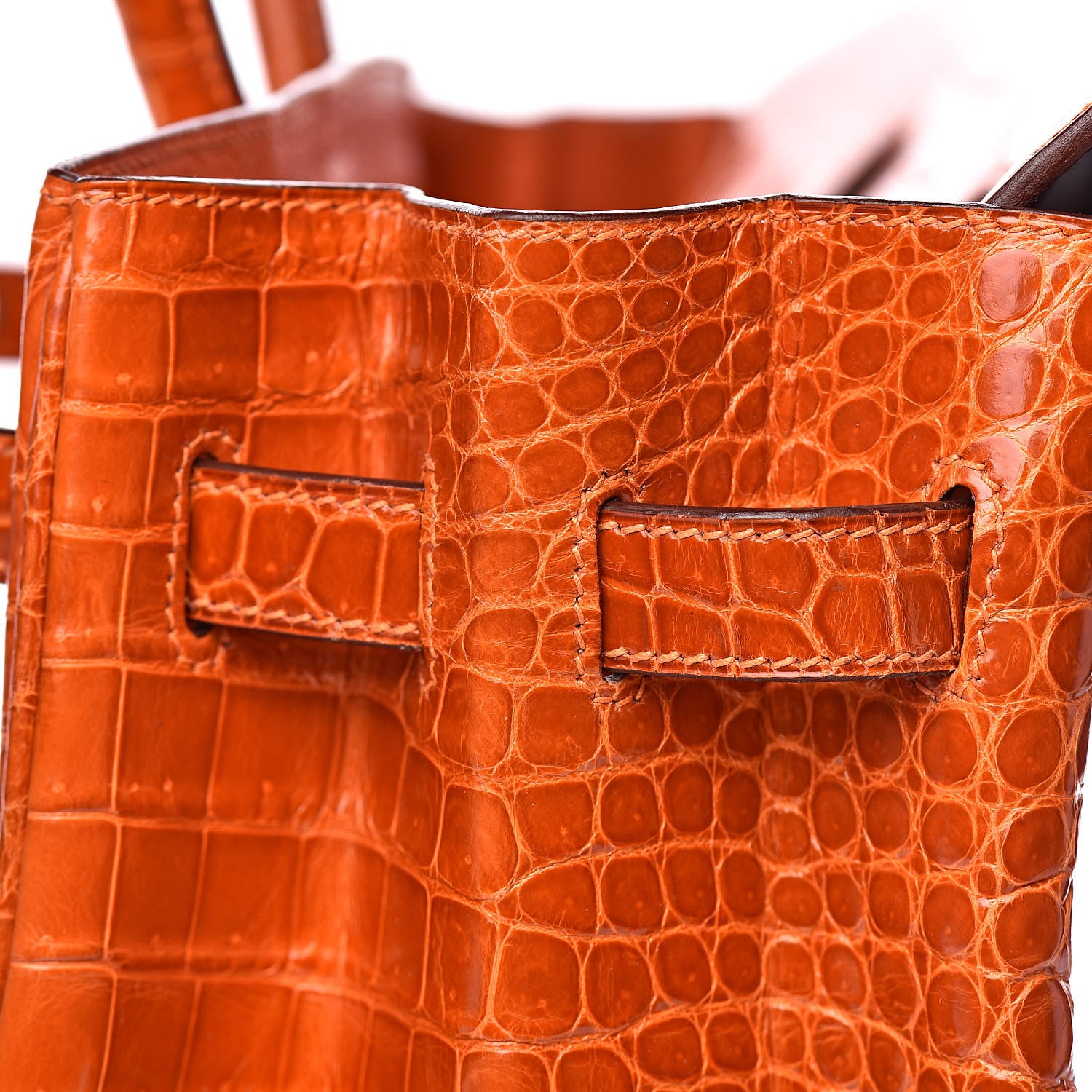 Hermes Shiny Porosus Crocodile Birkin 35 Orange 20 of 33