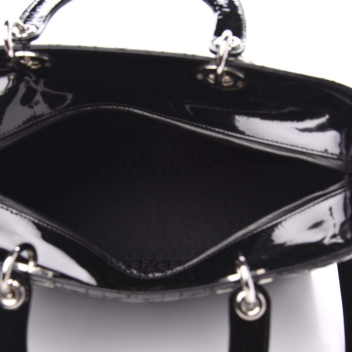 Patent Cannage Stitched Large Lady Dior Black