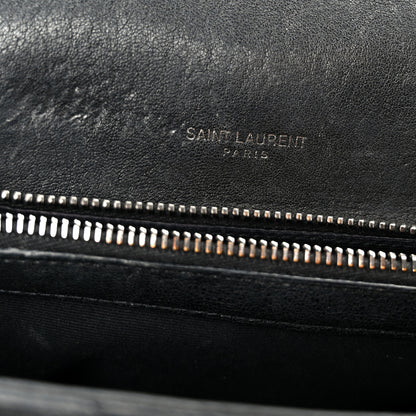 Saint Laurent Sheepskin Matelasse Chevron Monogram Monochrome Medium College Bag Black 5 of 11