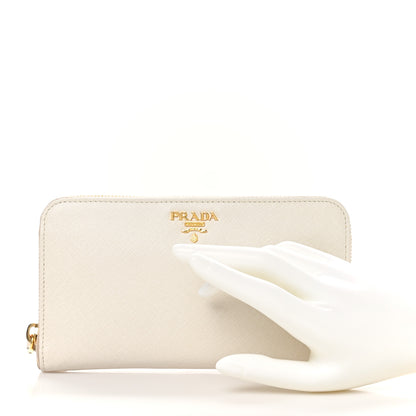Prada Saffiano Metal Zip Around Wallet Cera 2 of 7
