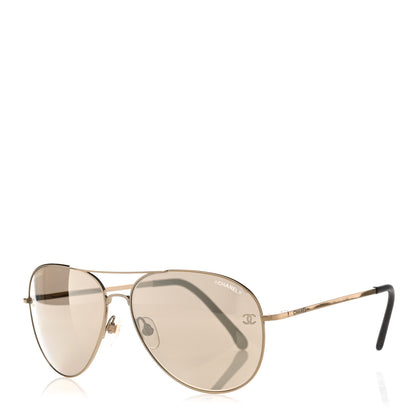 Chanel Metal Aviator CC Sunglasses 4189-T-Q Gold 1 of 7