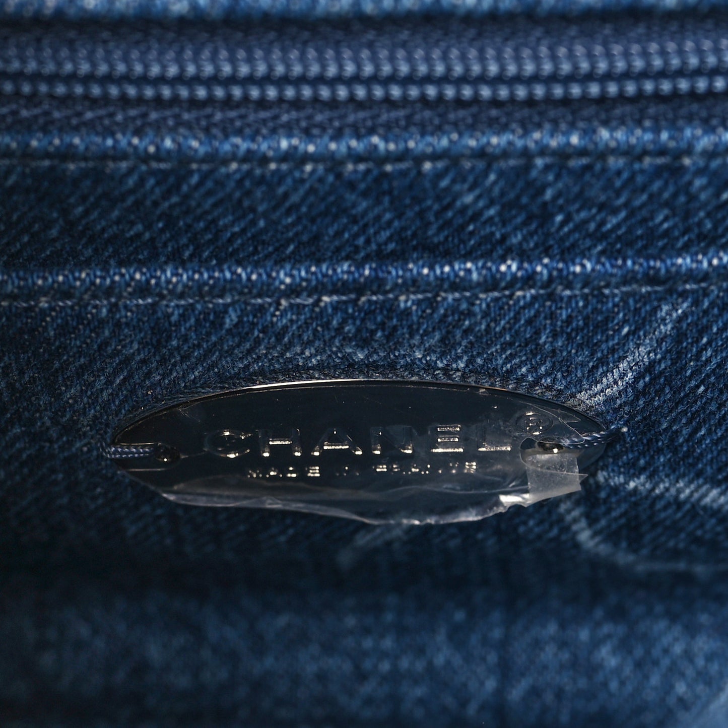 Denim CC Quilted Mini Square Flap Blue