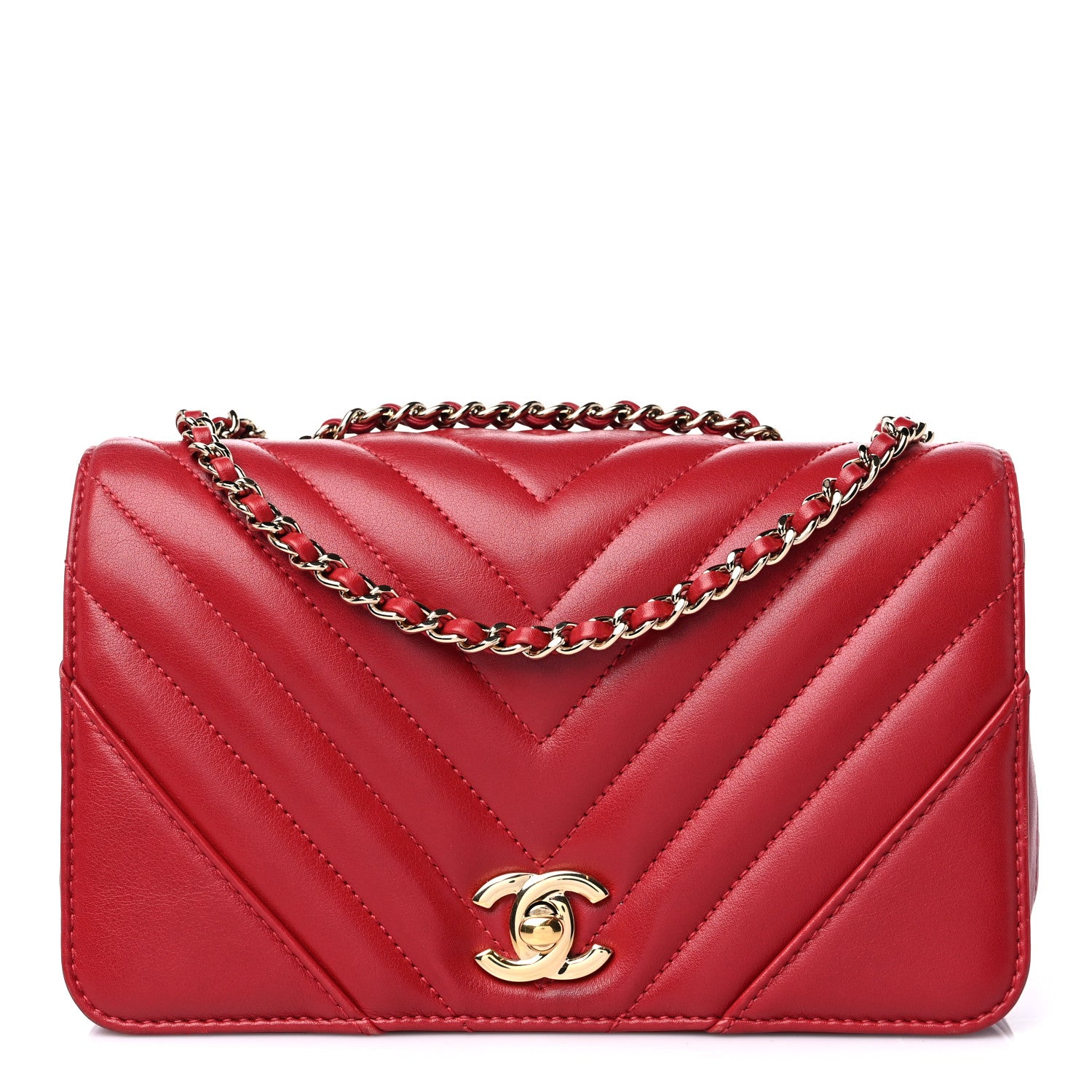 Chanel Calfskin Chevron Quilted Mini Statement Flap Red 1 of 12