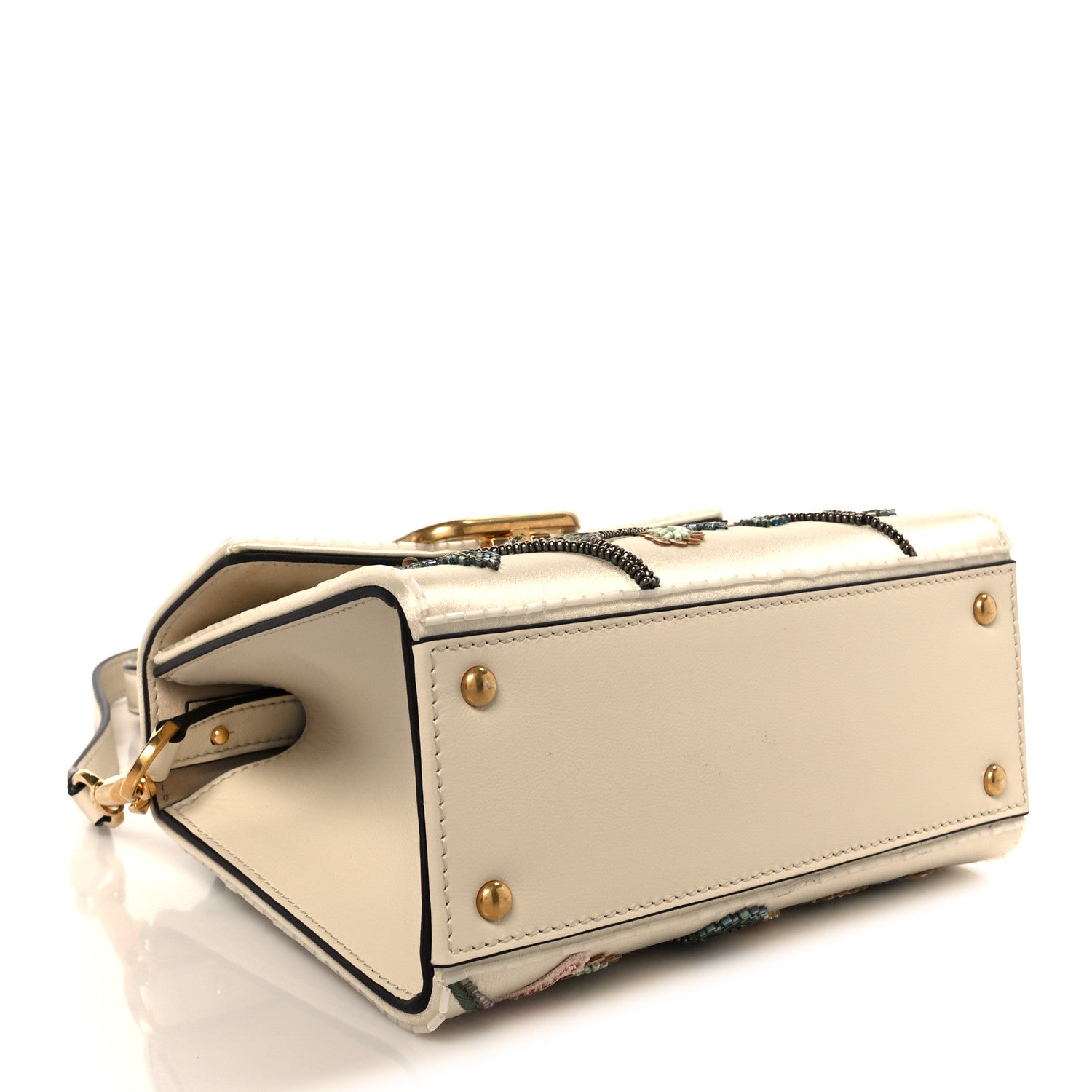 Valentino Garavani Satin Sequin Beaded Embroidered Flower Bird Mini Vsling Top Handle Bag Light Ivory Multicolor 4 of 10