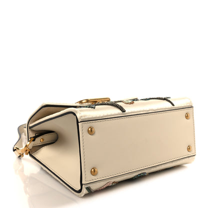 Valentino Garavani Satin Sequin Beaded Embroidered Flower Bird Mini Vsling Top Handle Bag Light Ivory Multicolor 4 of 10