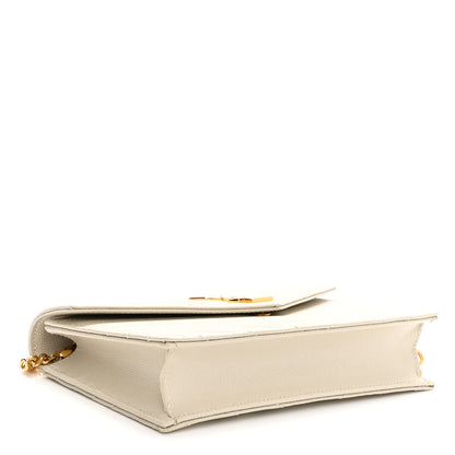Saint Laurent Grain De Poudre Matelasse Chevron Cassandre Envelope Chain Wallet Nude Powder 3 of 8
