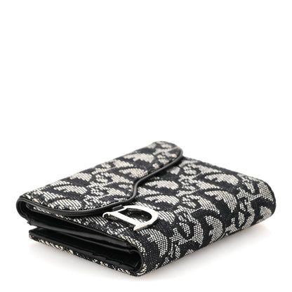 Christian Dior Monogram Compact Saddle Wallet Black 4 of 10