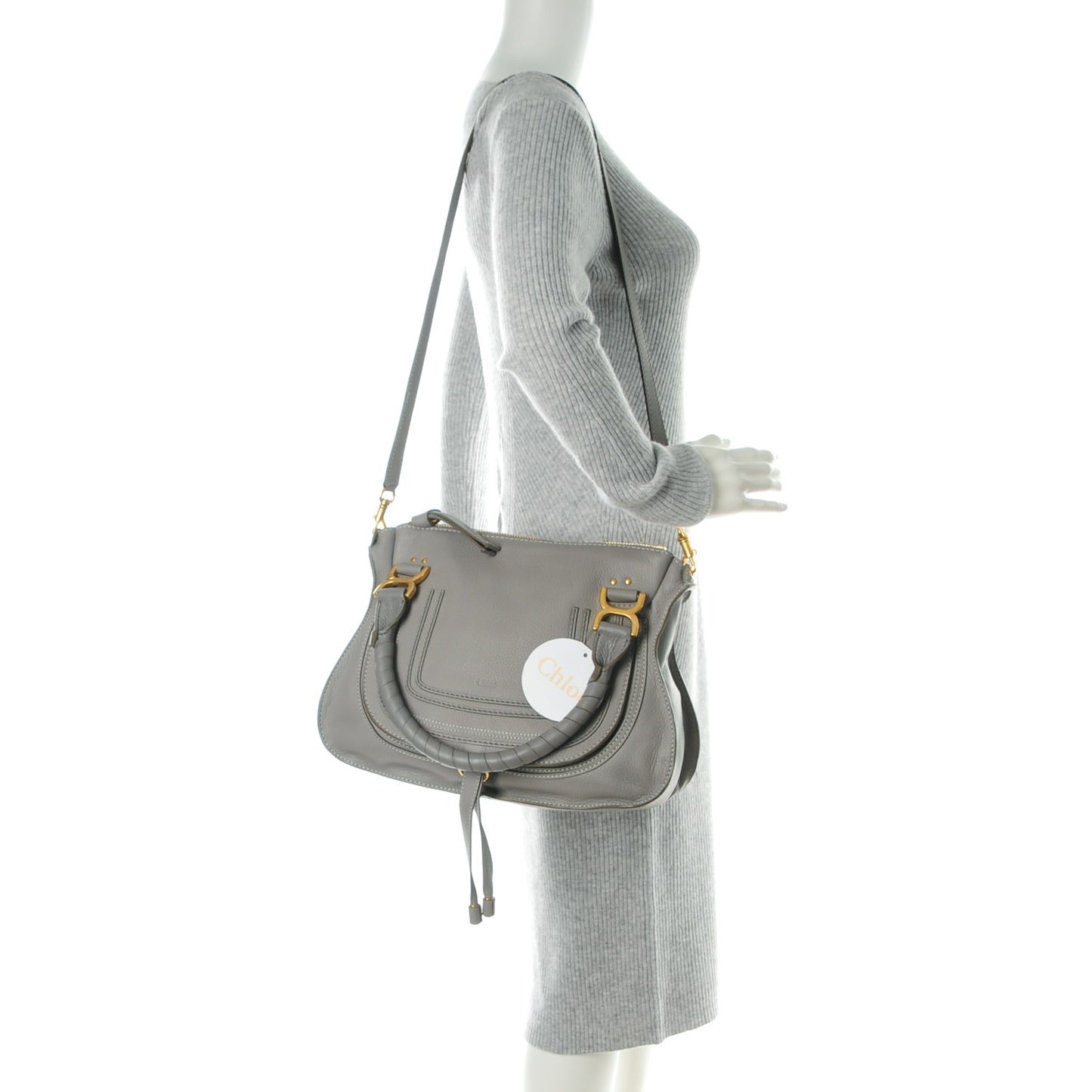 Calfskin Medium Marcie Satchel Cashmere Grey