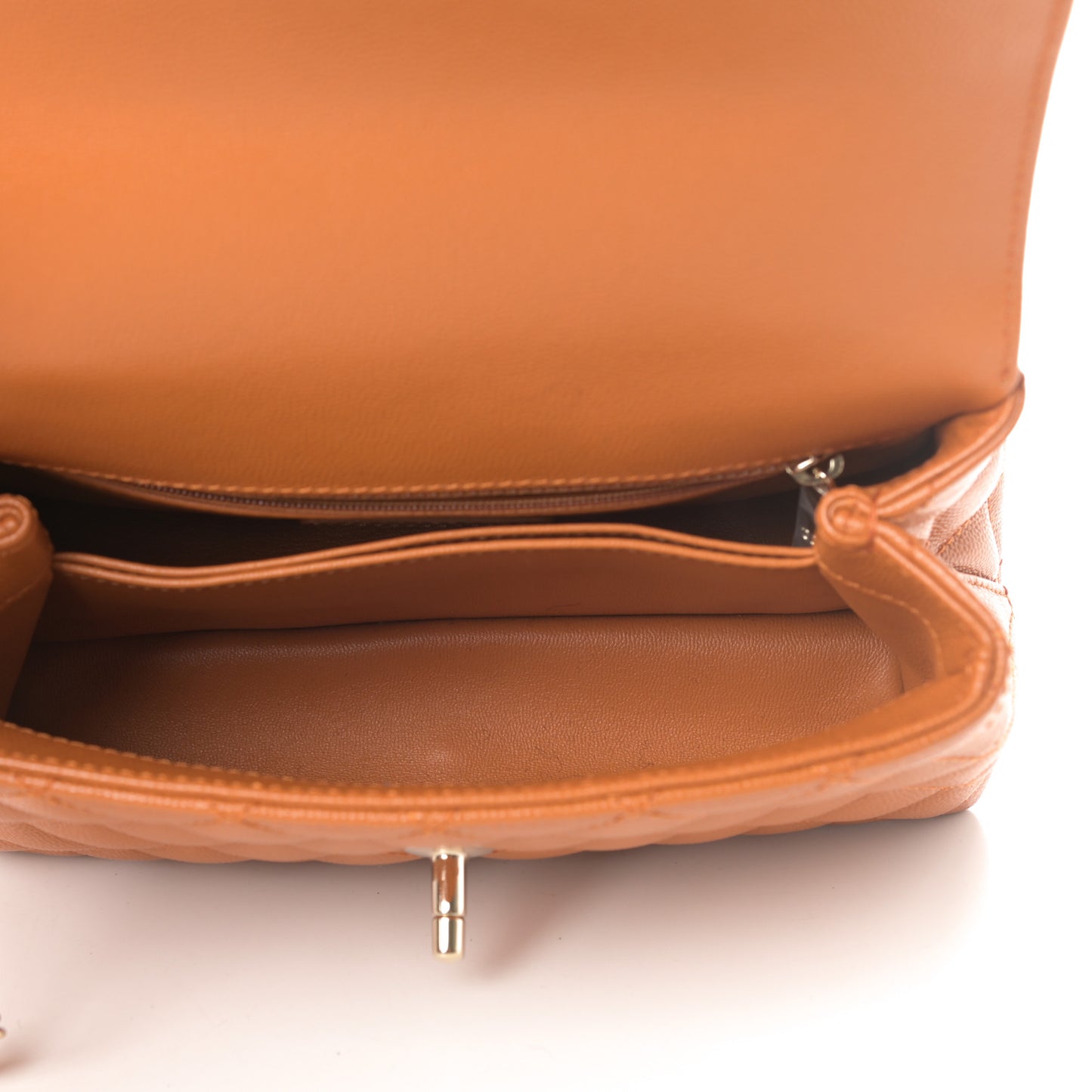 Caviar Quilted Mini Coco Handle Flap Brown