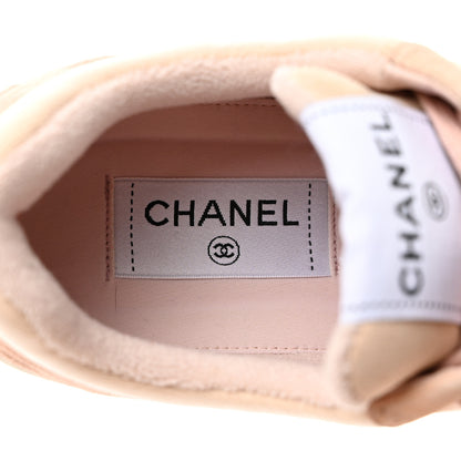 Chanel Fabric Suede Calfskin Logo Sneakers 36 Beige Pink 6 of 10
