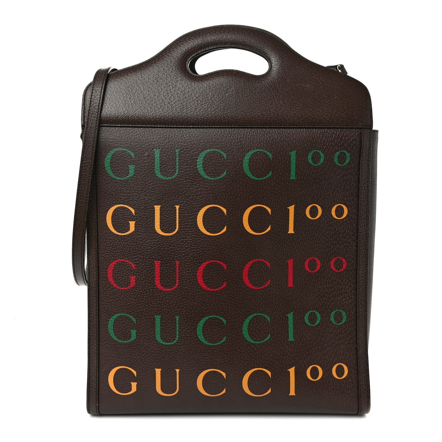 Textured Dollar Calfskin Gucci 100 Top Handle Tote New Acero Multicolor