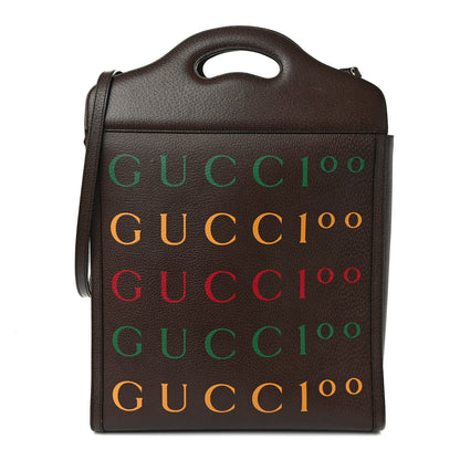 Gucci Textured Dollar Calfskin Gucci 100 Top Handle Tote New Acero Multicolor 1 of 11