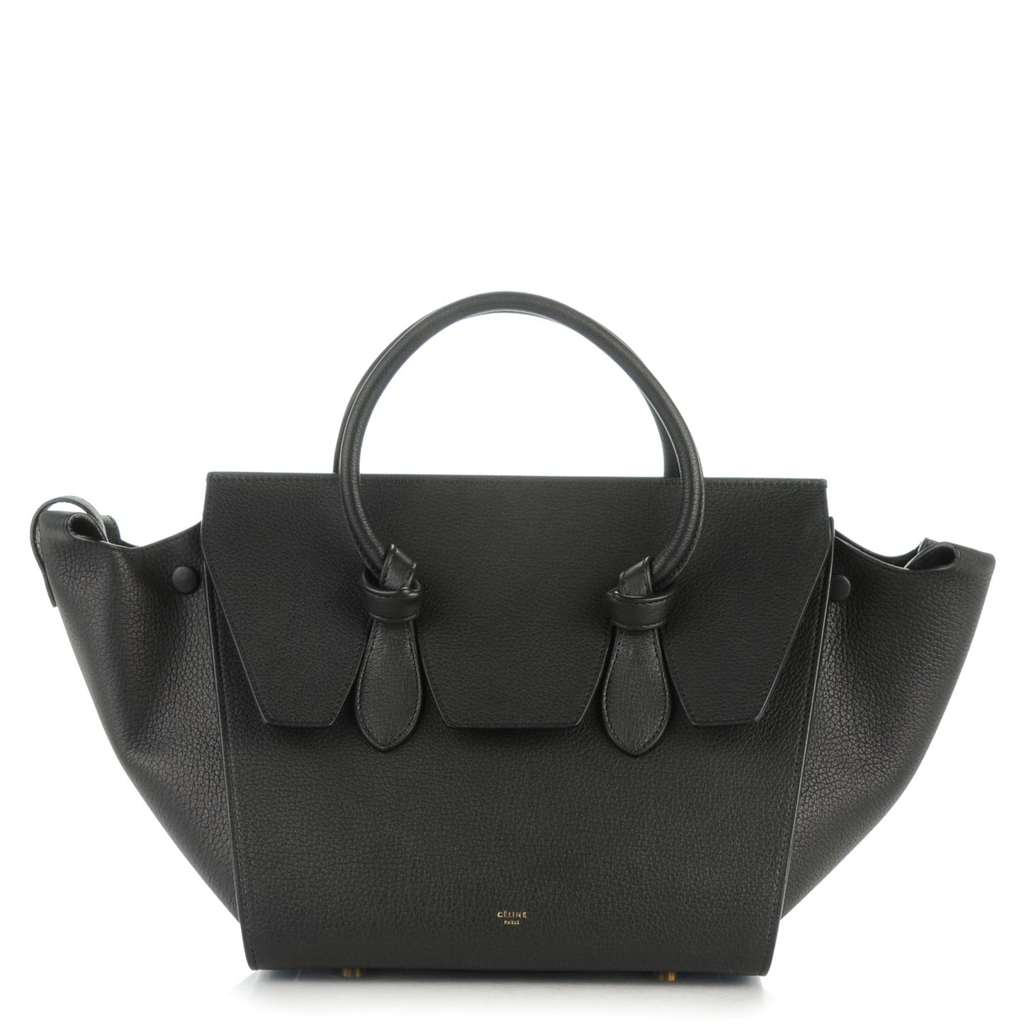 Crisped Calfskin Small Tie Knot Tote Black
