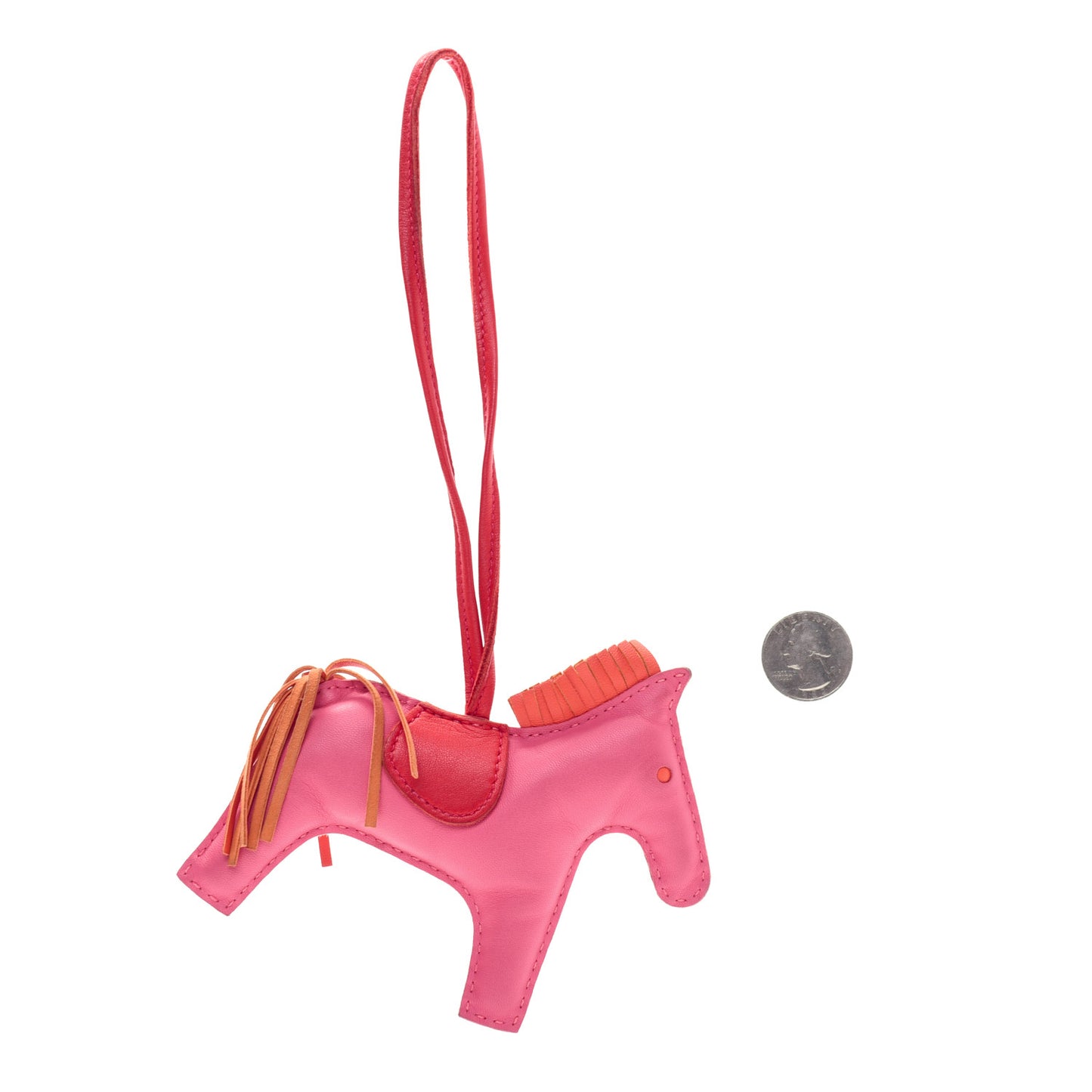 Milo Lambskin Grigri Rodeo Horse Bag Charm MM Rose Azalee Orange Poppy