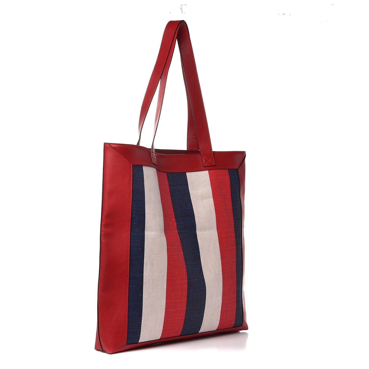 Gucci Canvas Calfskin Sylvie Stripe Logo Mens Tote Red White Blue 3 of 9