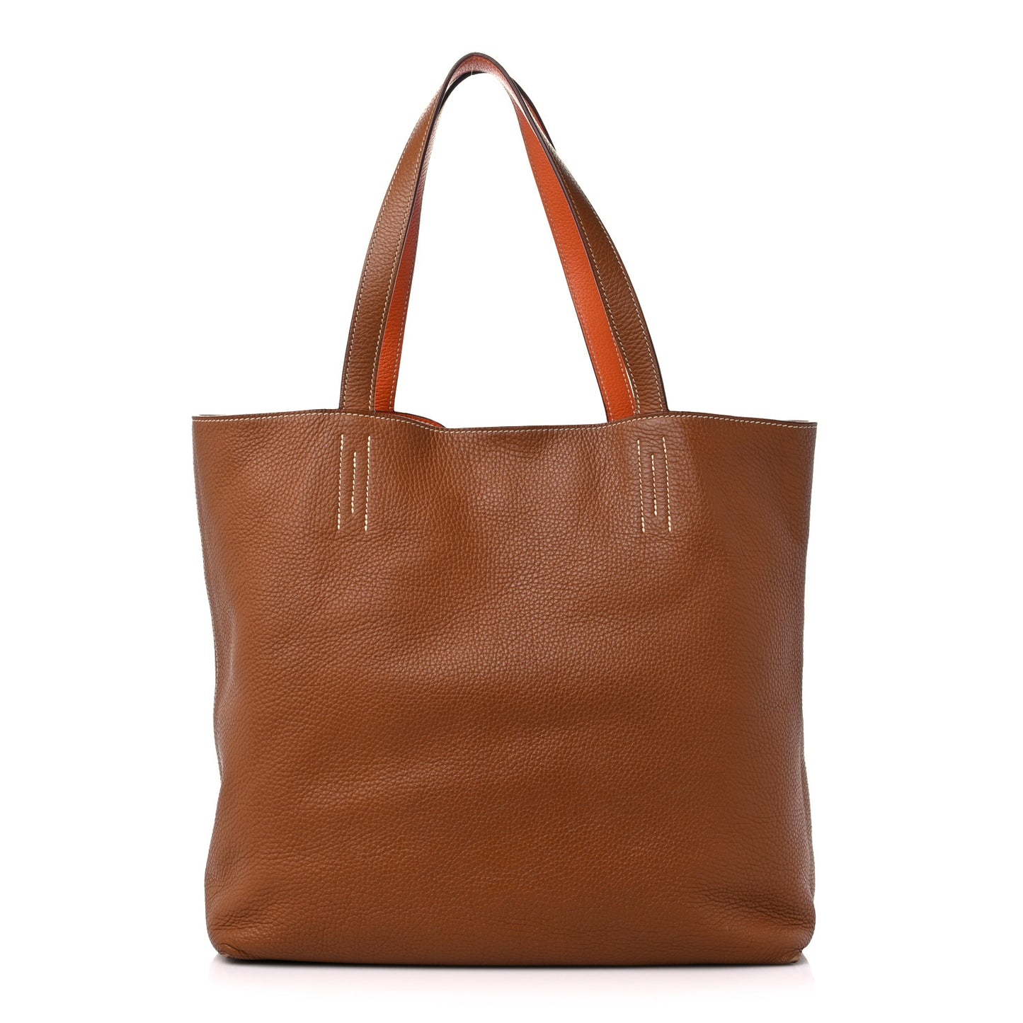 Taurillon Clemence Double Sens 45 Reversible Tote Orange Gold