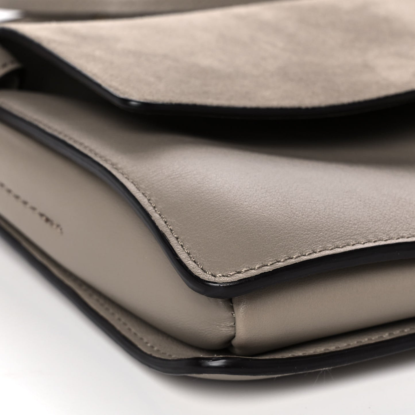 Suede Calfskin Small Faye Shoulder Bag Motty Grey