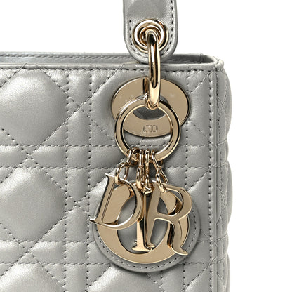 Christian Dior Metallic Lambskin Cannage Mini Lady Dior Grey 7 of 9