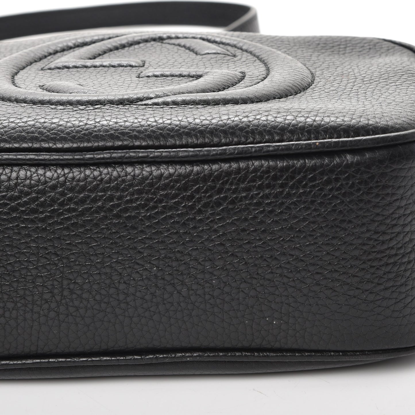 Pebbled Calfskin Small Soho Disco Bag Black