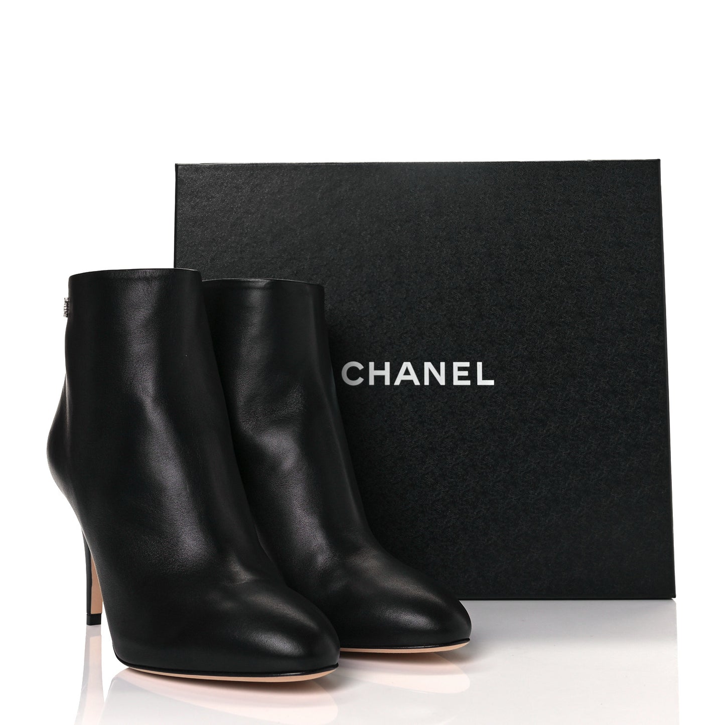 Lambskin Short Ankle Boots 38.5 Black