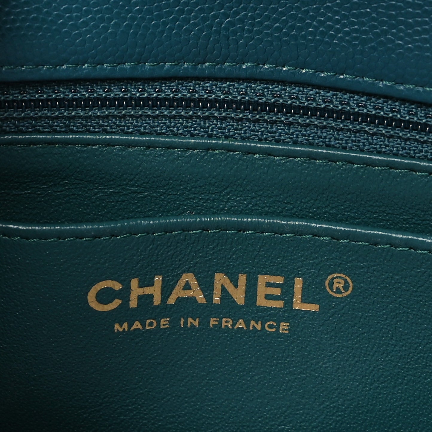 Caviar Chevron Quilted Mini Rectangular Flap Green