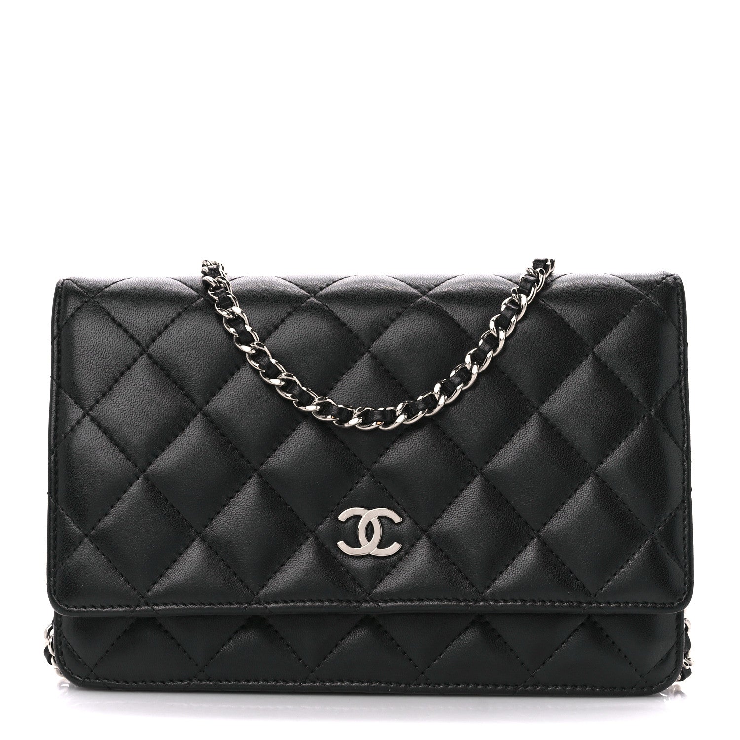 Chanel Lambskin Quilted Wallet On Chain WOC Black 1 of 11