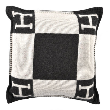 Hermes Wool Cashmere Avalon Pillow PM Ecru Gris Fonce 1 of 3