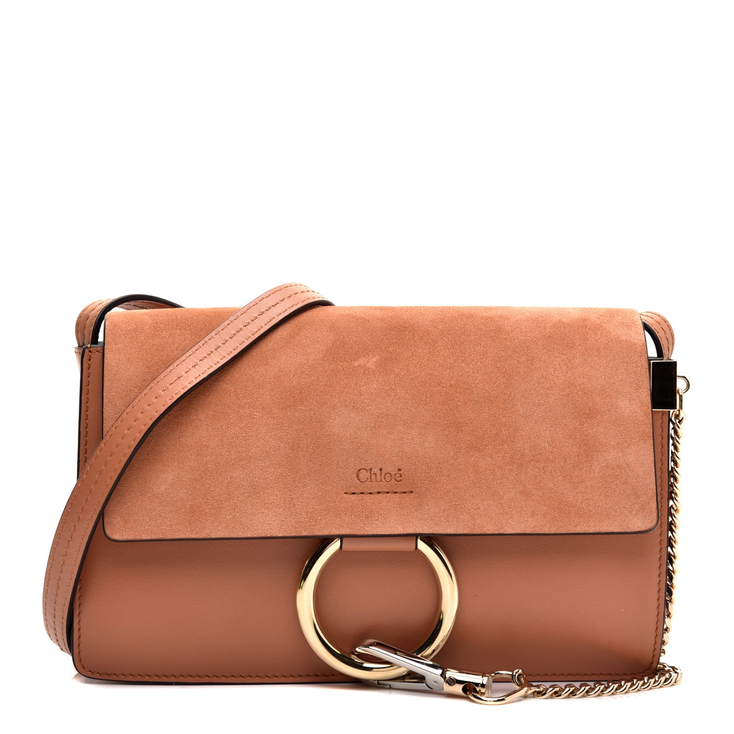 Chloe Suede Calfskin Small Faye Shoulder Bag Marrone 1 of 9