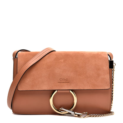 Chloe Suede Calfskin Small Faye Shoulder Bag Marrone 1 of 9