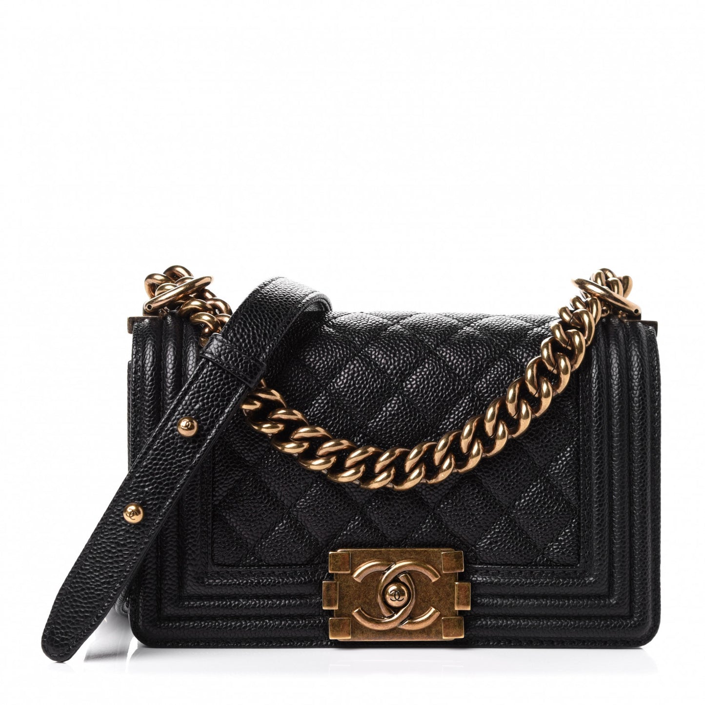 Caviar Quilted Small Boy Flap Black
