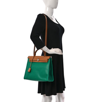 Hermes Toile H Berline Vache Hunter Herbag Zip PM 31 Menthe Natural 2 of 11