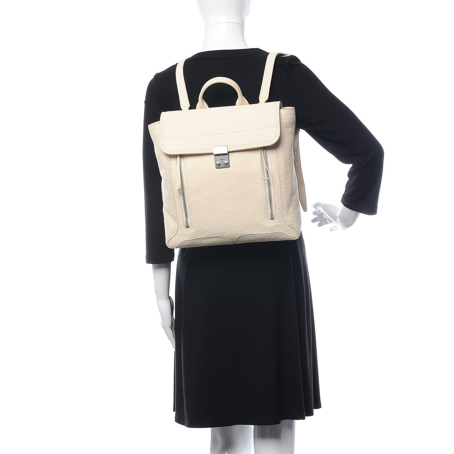 3.1 Textured Calfskin Pashli Backpack Milk