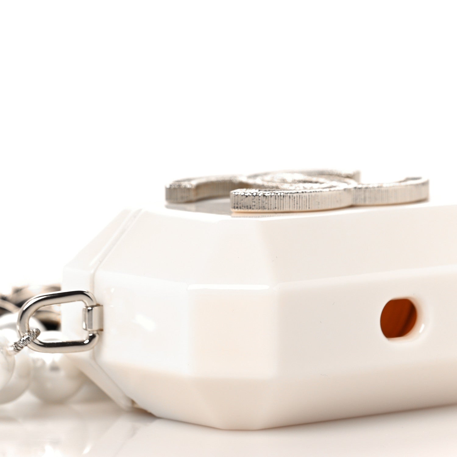 Chanel Resin Crystal Pearl Lambskin Airpods Pro Holder Necklace Pearly White 6 of 8