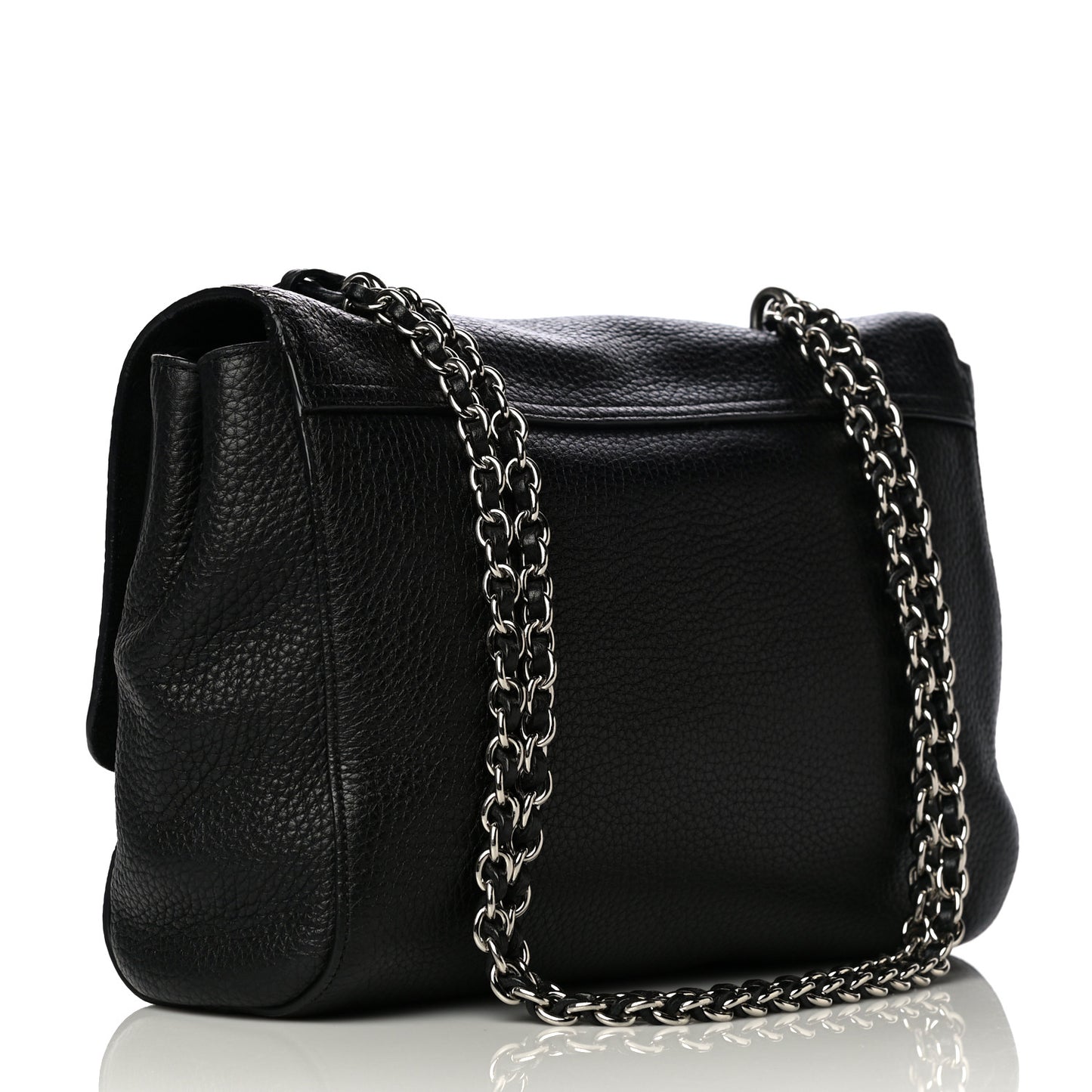 Small Classic Grain Calfskin Medium Lily Black
