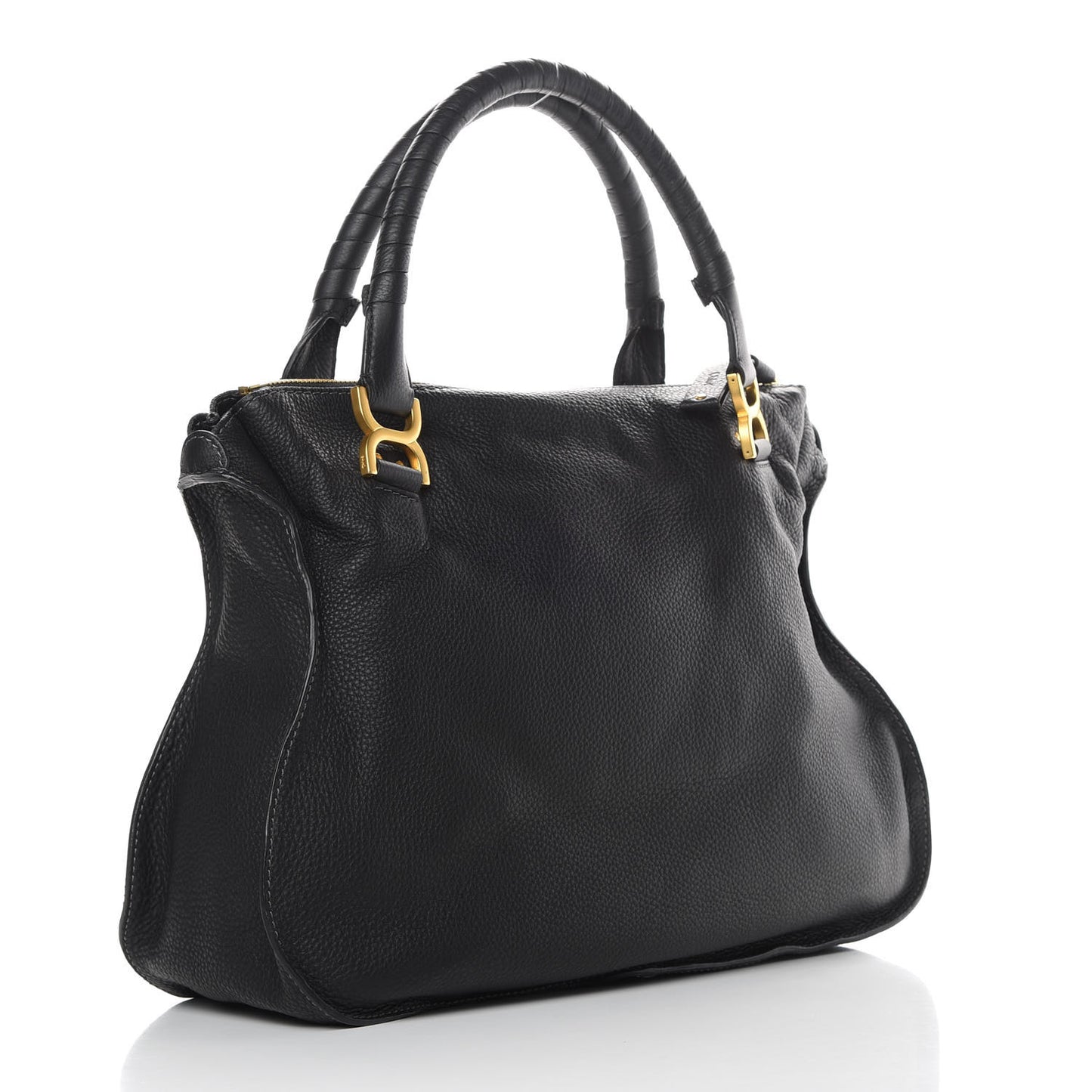 Calfskin Large Marcie Satchel Black