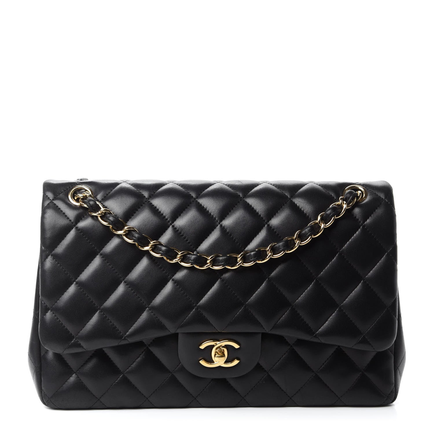 Chanel Lambskin Quilted Jumbo Double Flap Black 1 of 16