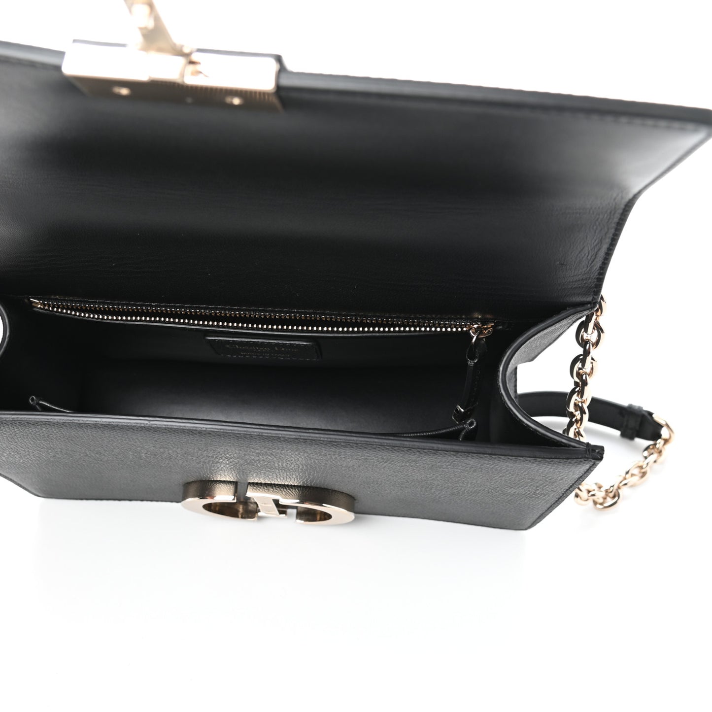Grained Calfskin Embossed 30 Montaigne Chain Flap Bag Black