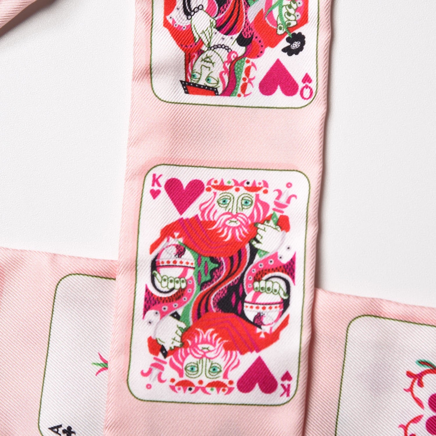Hermes Silk Jeu de Cartes Twilly Rose Nacre Fuchsia Rouge 5 of 6