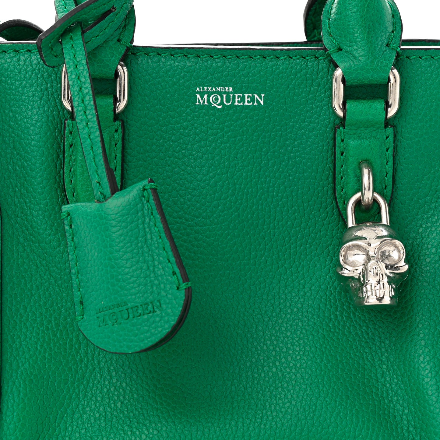 Pebbled Calfskin Mini Padlock Tote Emerald