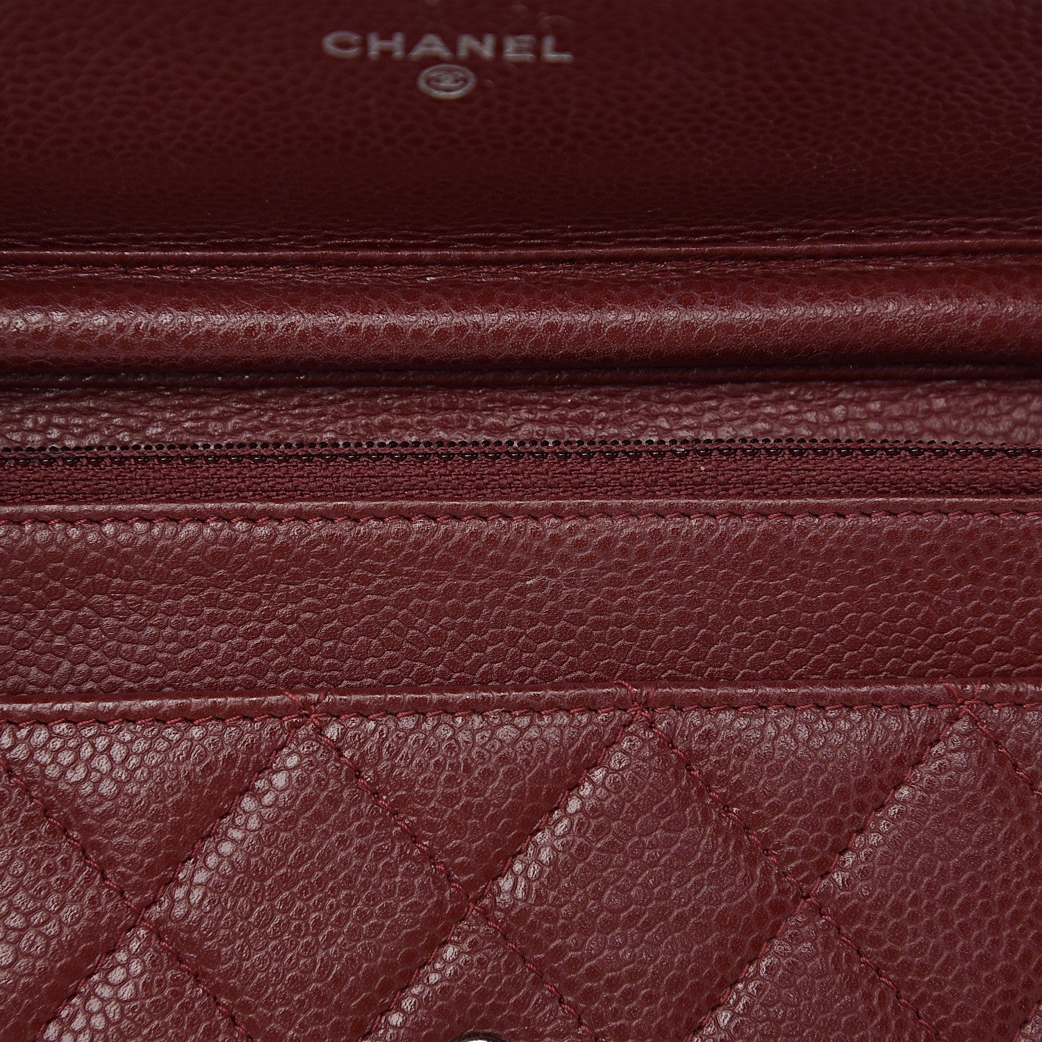 Chanel Caviar Quilted Wallet On Chain WOC Dark Red 10 of 15