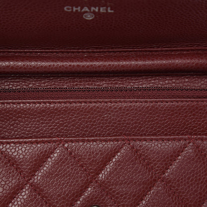 Chanel Caviar Quilted Wallet On Chain WOC Dark Red 10 of 15