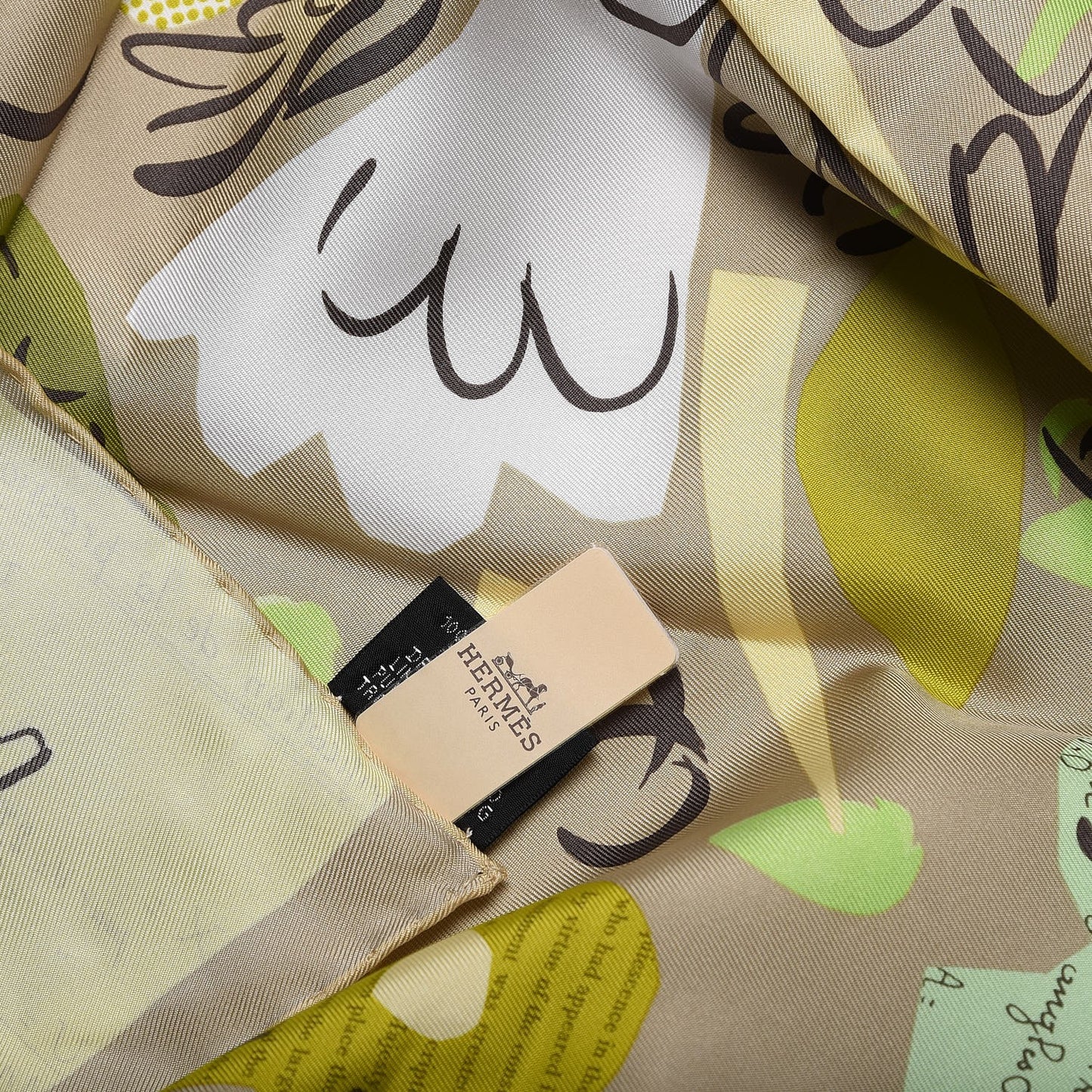 Silk La Maizeon Des Oiseaux Parleurs Scarf 90 Vert Mastic Absinthe Jaune Soufre