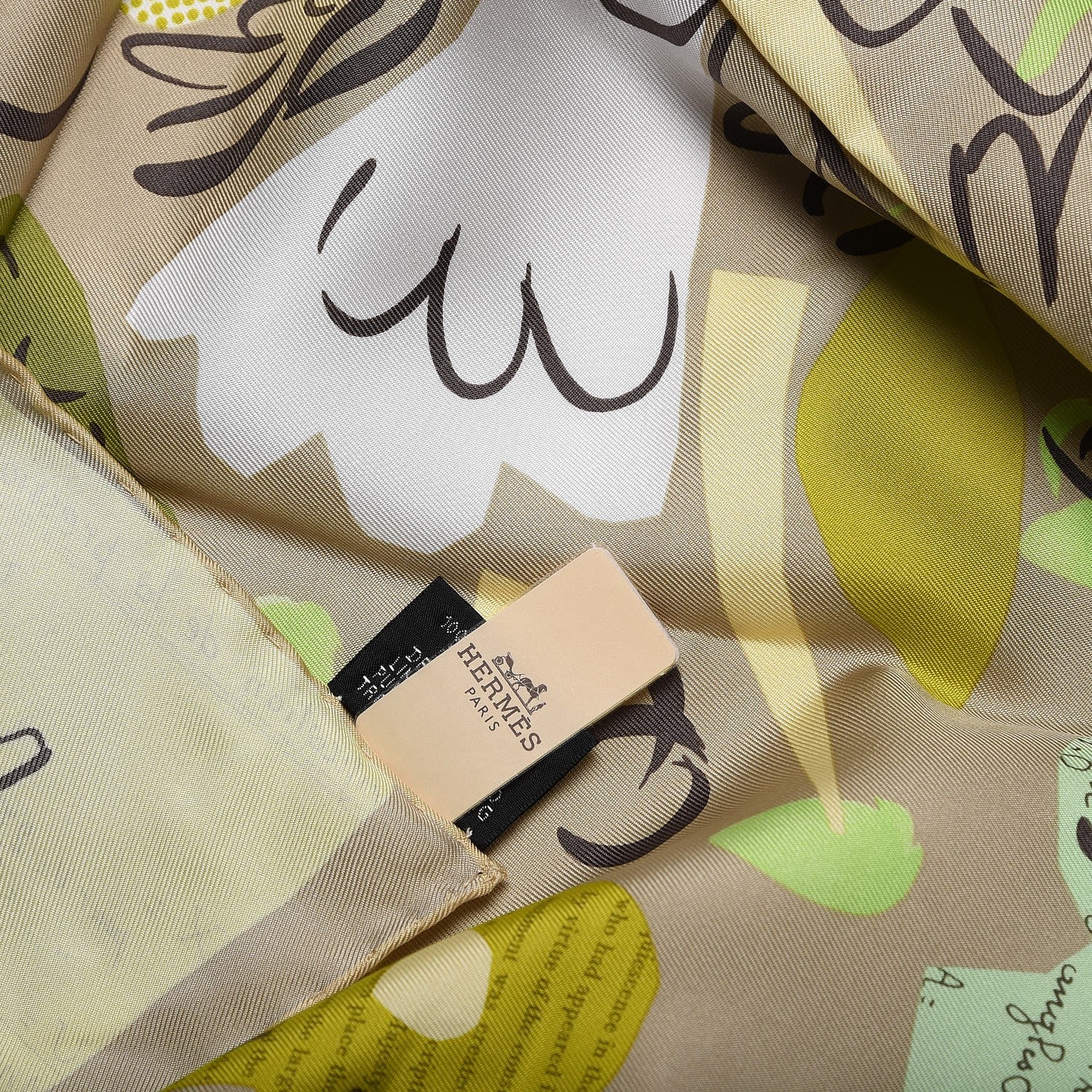Hermes Silk La Maizeon Des Oiseaux Parleurs Scarf 90 Vert Mastic Absinthe Jaune Soufre 5 of 6