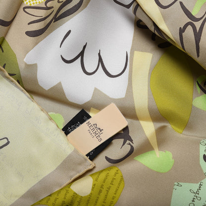 Hermes Silk La Maizeon Des Oiseaux Parleurs Scarf 90 Vert Mastic Absinthe Jaune Soufre 5 of 6