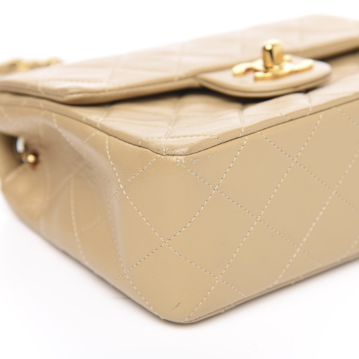 Chanel Lambskin Quilted Mini Square Flap Beige 9 of 12