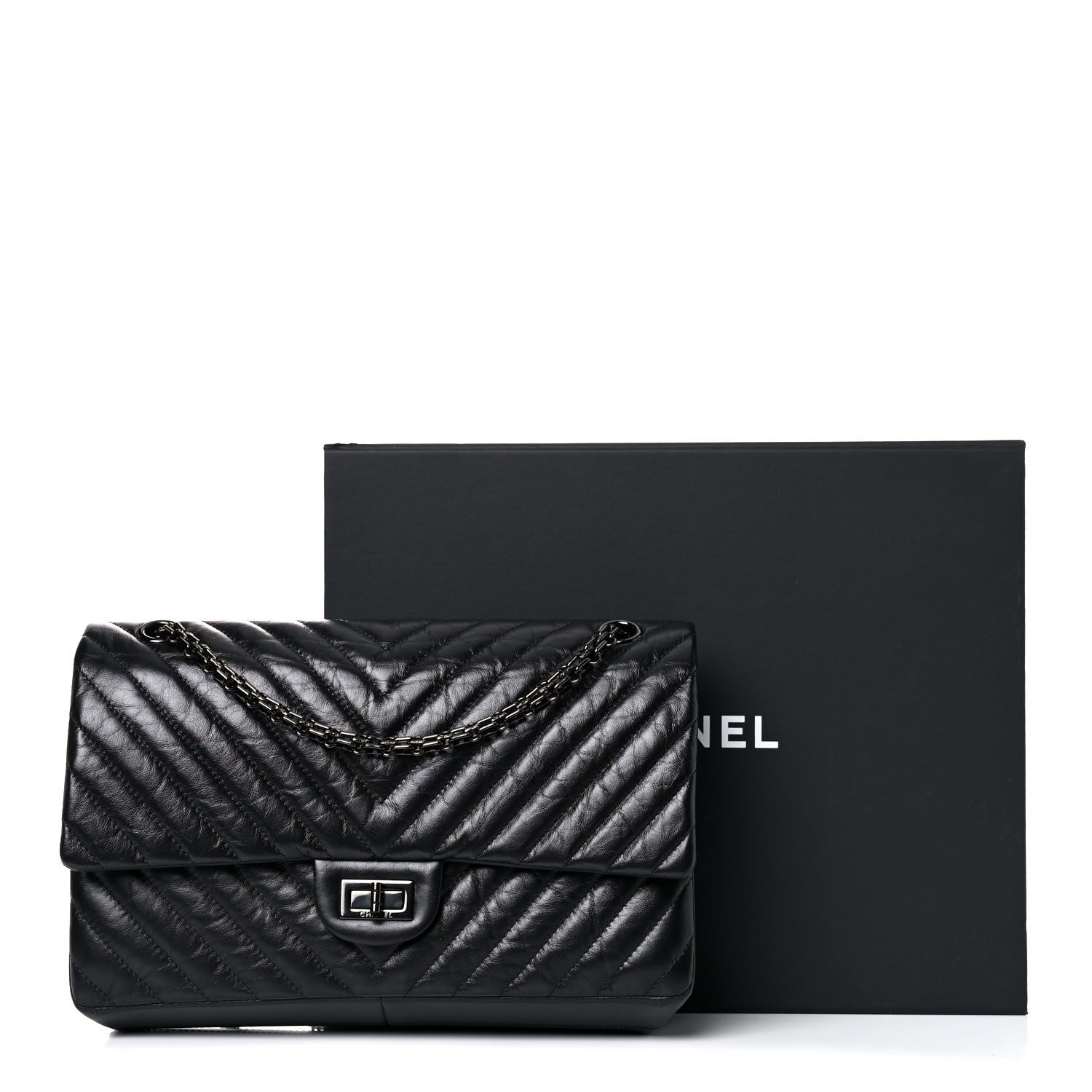 Chanel Aged Calfskin Chevron Quilted 2.55 Reissue 226 So Black 13 of 13