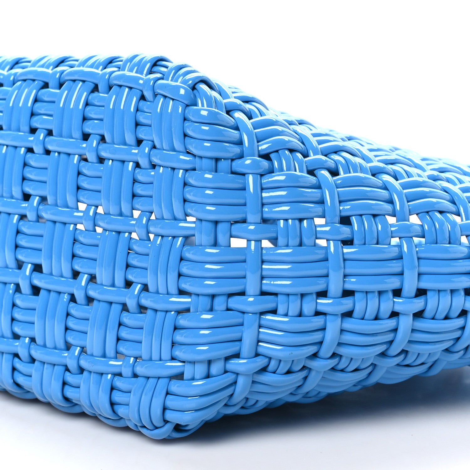 Balenciaga Varnished Faux Calfskin Braided XS Bistro Basket Blue 9 of 9